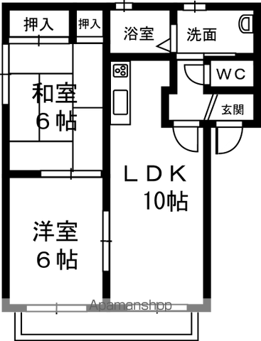 遠州鉄道 さぎの宮駅 徒歩20分 2階建 築27年(2LDK/2階)の間取り写真