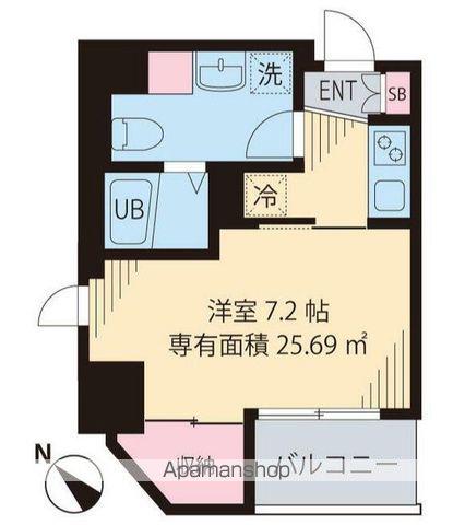 ポプリタウン小岩(1K/6階)の間取り写真