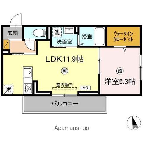 サンライズガーデンさくら(1LDK/3階)の間取り写真