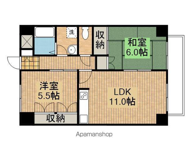 第6甚ビル(2LDK/6階)の間取り写真