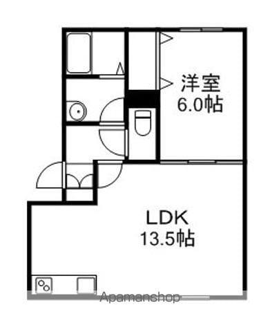 ジュピター白石中央Ⅱ(1LDK/3階)の間取り写真