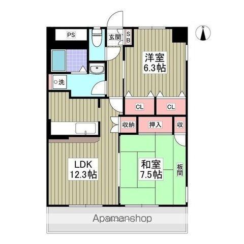 壽ビル(2LDK/6階)の間取り写真