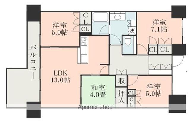 グランドオーク唐人町通(4LDK/10階)の間取り写真
