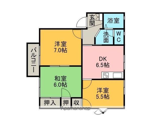 グルンハイムB(3DK/2階)の間取り写真