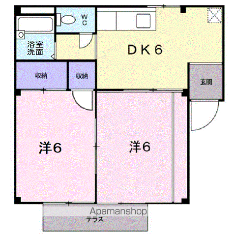 シティハイツ神和A(2DK/1階)の間取り写真