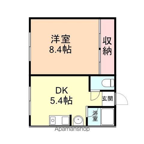 クレスト高岡(1DK/2階)の間取り写真