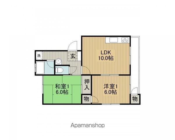 北原レジデンス(2LDK/1階)の間取り写真
