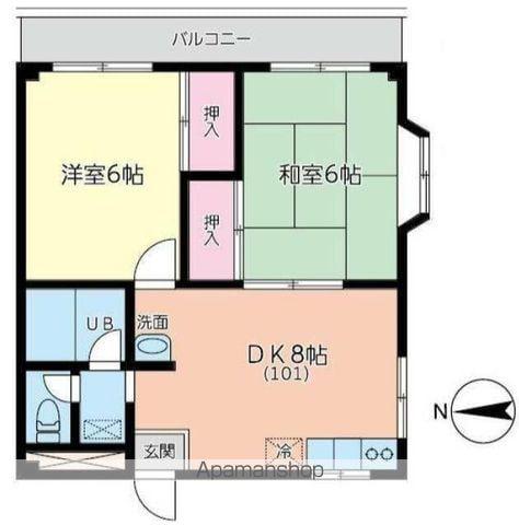 平野マンション(2DK/1階)の間取り写真