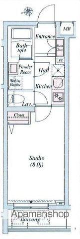 エストゥルース桜川(1K/2階)の間取り写真
