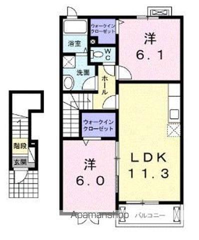 アリーヴィオⅡイースト(2LDK/2階)の間取り写真
