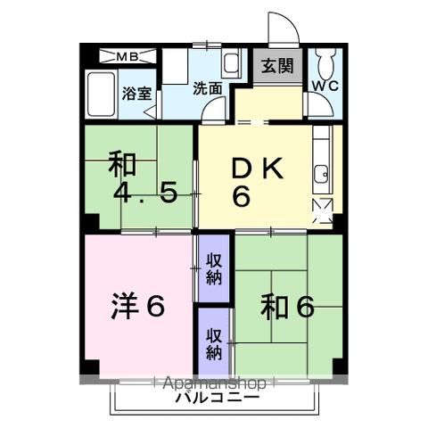 パルネットともえ(3DK/2階)の間取り写真