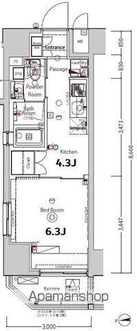 ジーベック上野(1K/2階)の間取り写真