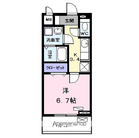 コンフォート・テラス (1K/3階)の間取り写真