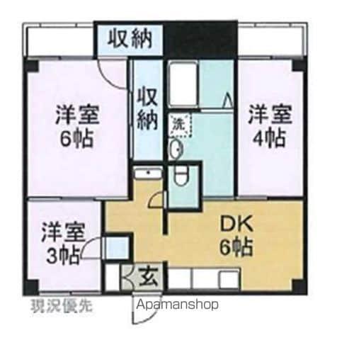 ヴィラナリー水呑1号棟(3DK/4階)の間取り写真