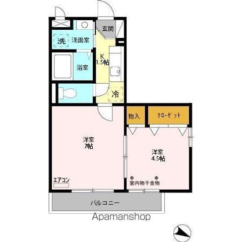 ルガーナ(2K/2階)の間取り写真