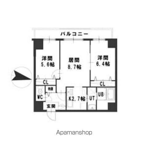 グレイスコート 桑園(2LDK/5階)の間取り写真
