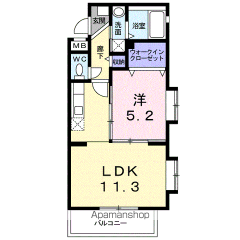 インター久留米SUR(1LDK/4階)の間取り写真