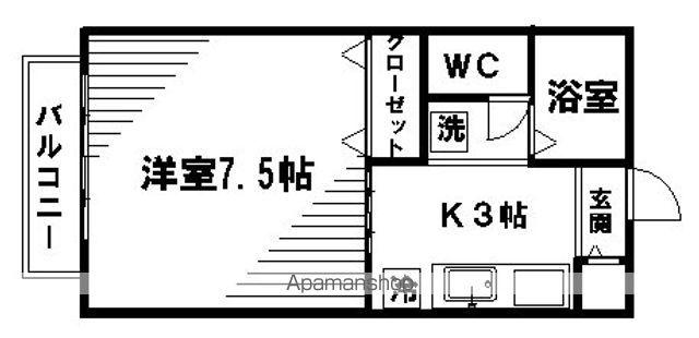 ディアスBEE(1K/2階)の間取り写真