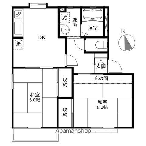ヌーベルバーグD(2DK/2階)の間取り写真
