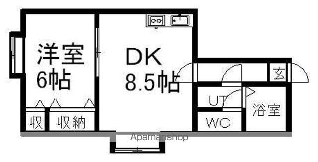 グランドール川下(1LDK/3階)の間取り写真