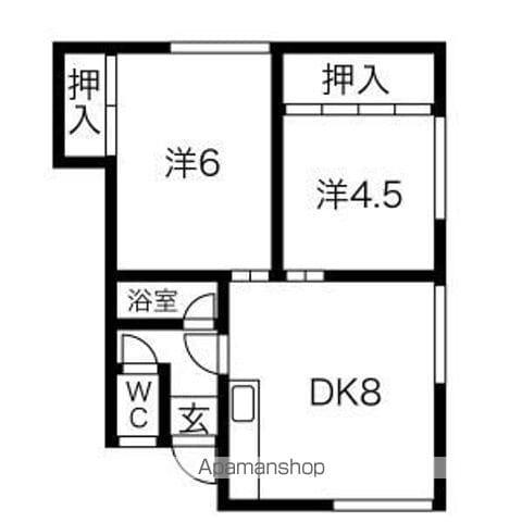 第1ユーキ荘(2DK/1階)の間取り写真