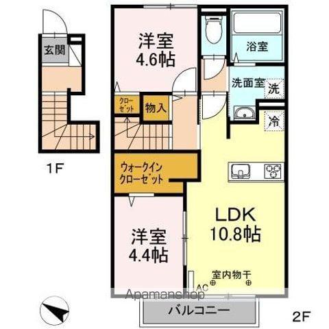 ノース SHORE B(2LDK/2階)の間取り写真