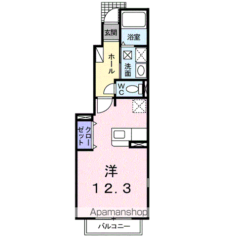 イリーデ西浜(ワンルーム/1階)の間取り写真