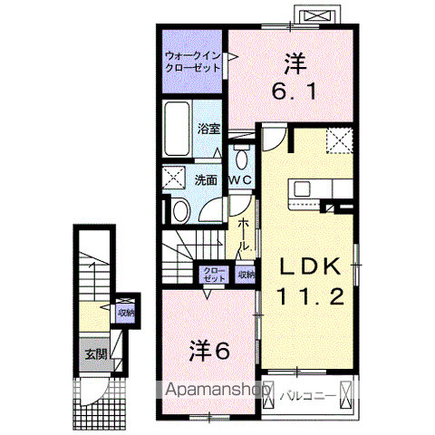グランド パイン ヴィラ Ⅱ(2LDK/2階)の間取り写真