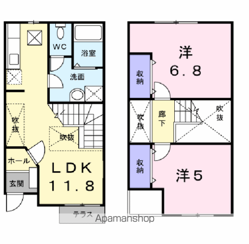 メゾン・ベル(2LDK/1階)の間取り写真