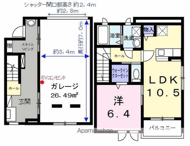 ベルシェールⅡ(1LDK/1階)の間取り写真