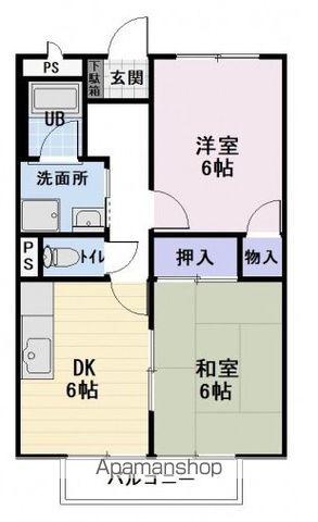 メゾン昴(2DK/2階)の間取り写真