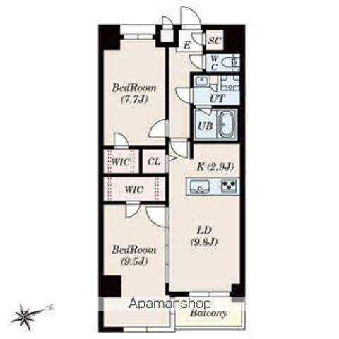 SーRESIDENCE神沢AFFORD12月契約限定キャンペー(2LDK/7階)の間取り写真