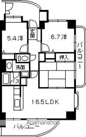 ライオンズマンション白島九軒町(3LDK/6階)の間取り写真