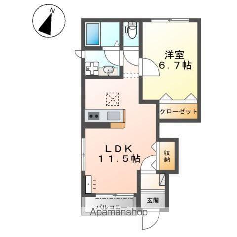 ウエスト HOUSEⅡ(1LDK/1階)の間取り写真