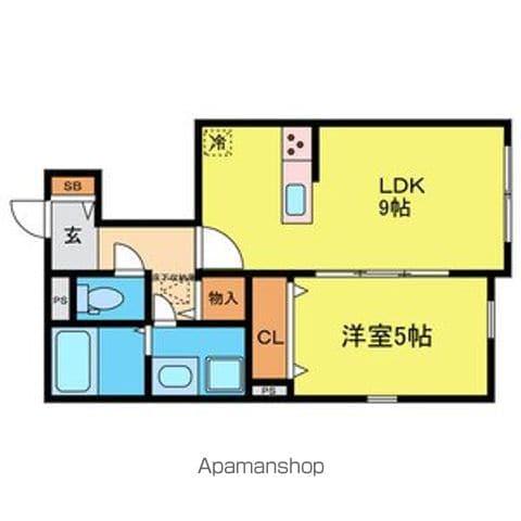 LARA向山(1LDK/1階)の間取り写真