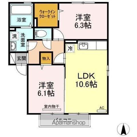 シュトラント国分寺(2LDK/2階)の間取り写真