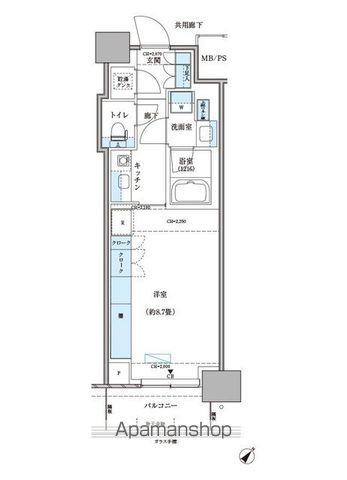 パークアクシス豊洲キャナル(1K/14階)の間取り写真