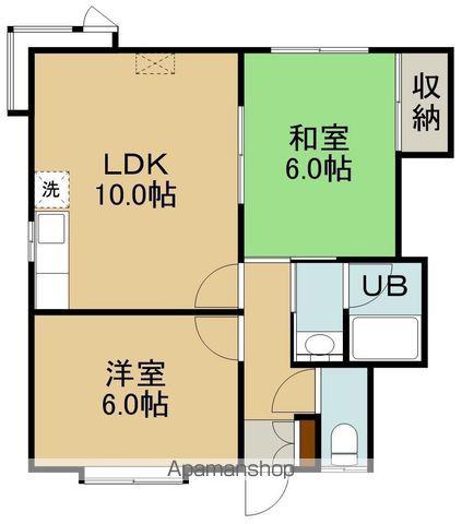 メゾンエアールⅡ(2LDK/1階)の間取り写真