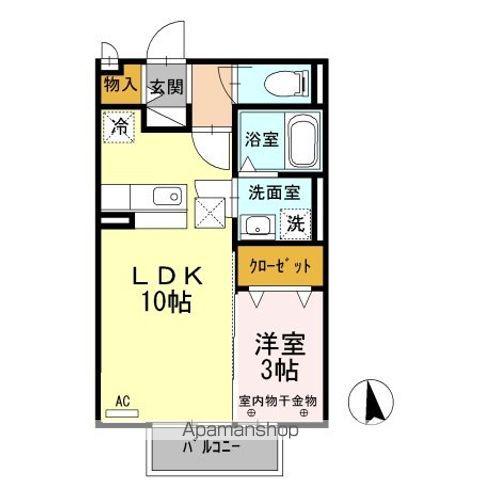 セレッソハイム(1LDK/1階)の間取り写真