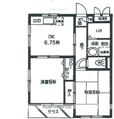 アップルマンション(2DK/1階)の間取り写真