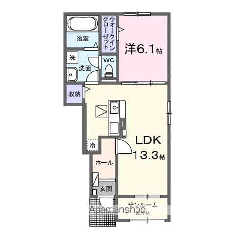 ラメール ブルー(1LDK/1階)の間取り写真