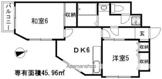 ハイツテラオ(2DK/2階)の間取り写真