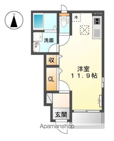 ラインストーンヒルズ(ワンルーム/1階)の間取り写真