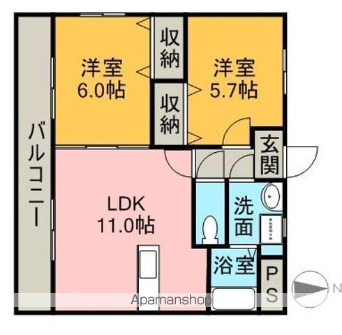 サンパティーク2(2LDK/2階)の間取り写真