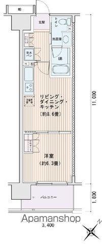 エスティメゾン豊洲レジデンスC棟(1LDK/13階)の間取り写真
