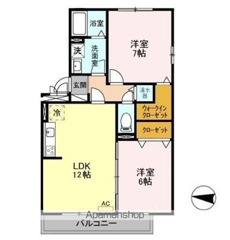 オッツ空港西(2LDK/3階)の間取り写真