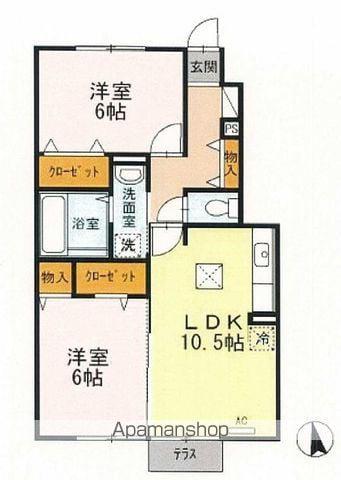 ルミエールR(2LDK/1階)の間取り写真