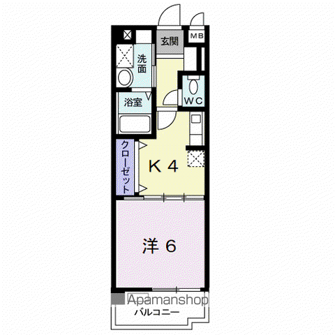 CROSS WAVE 嵐山(1K/1階)の間取り写真