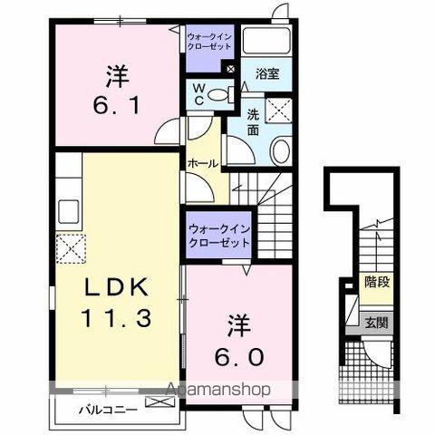 プランドール ドゥー(2LDK/2階)の間取り写真