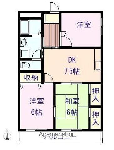 サン・オーレやなもと(3DK/2階)の間取り写真